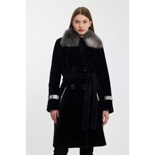 Nero Leather Fur Siyah Alkantara Kaban Yaka Tilki Orijinal Piton Garni MDL1ALK-KS
