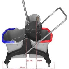 Mck Plus Çift Kovalı Plastik Temizlik Arabası Seti Plastik Standart Presli