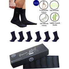 Premium Natural Socks Bambu Erkek Soket Uzun Düz Siyah Çorap Dikişsiz Premium Kutulu 6'lı