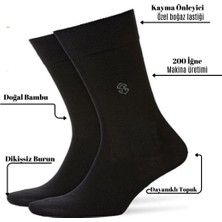 Premium Natural Socks Bambu Erkek Soket Uzun Düz Siyah Çorap Dikişsiz Premium Kutulu 6'lı