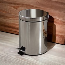 Mck Plus 5 Litre Paslanmaz 2'li Banyo Seti Pedallı Çöp Kovası Wc Klozet Tuvalet Fırça Seti Banyo