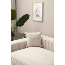 Swita Home Dekoratif Puantiye Keten Kumaşlı Kırlent Kılıfı 43X43