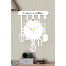 Ensa Design Kişiye Özel Mutfak Saati Dekoratif Ahşap Mutfak Saati 40X30CM