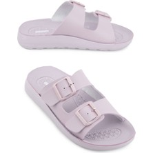 Gezer Yazlık Kadın Rahat Taban Suni Deri Çift Toka Ayarlanabilir Günlük Terlik