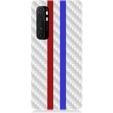 Teknomeg Xiaomi Mi Note 10 Lite Uyumlu Bordo Mavi Metal Desen Desenli Silikon Kılıf