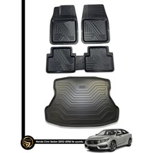 Black Gold Honda Civic 2012-2016 3D Anka Oto Paspas ve Araca Özel Kauçuk Bagaj Havuzu Set