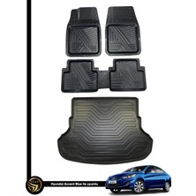 Black Gold Hyundai Accent Blue 3D Anka Oto Paspas ve Araca Özel Kauçuk Bagaj Havuzu Set