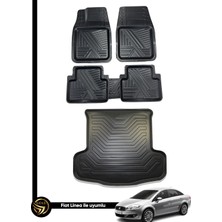 Black Gold Fiat Linea 3D Anka Oto Paspas ve Araca Özel Kauçuk Bagaj Havuzu Set