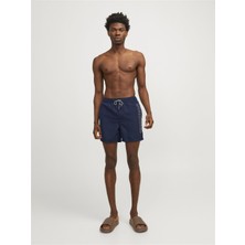 Jack & Jones Regular Fit Yazılı Lacivert Erkek Deniz Şortu 12253118