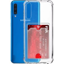 Case World Caseworld Samsung Galaxy A30S Kapak Kamera Korumalı Kartlıklı Darbe Emici Özellikli Şeffaf Silikon Kılıf