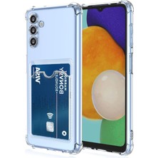 Case World Caseworld Samsung Galaxy M14 Kapak Kamera Korumalı Kartlıklı Darbe Emici Özellikli Şeffaf Silikon Kılıf