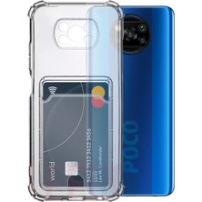 Kzy Xiaomi Poco X3 Nfc Kapak Kamera Korumalı Kartlıklı Darbe Emici Özellikli Şeffaf Silikon Kılıf