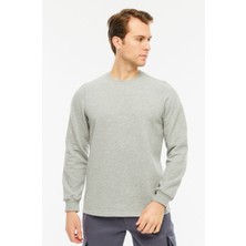 Uniprom Sweatshirt Bisiklet Yaka Içi Polarlı 3 İplik Pamuklu Normal Kesim Erkek Gri