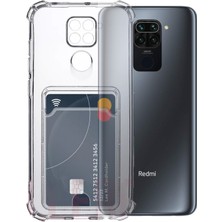 Kzy Xiaomi Redmi Note 9 Kapak Kamera Korumalı Kartlıklı Darbe Emici Özellikli Şeffaf Silikon Kılıf