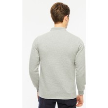 Uniprom Sweatshirt Polo Yaka Içi Polarlı 3 İplik Pamuklu Normal Kesim Erkek Gri