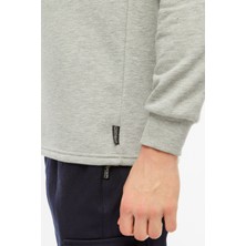 Uniprom Sweatshirt Polo Yaka Içi Polarlı 3 İplik Pamuklu Normal Kesim Erkek Gri