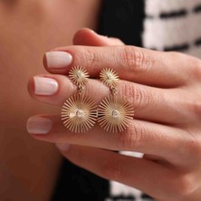 Sembol Gold İtaly Tasarım Altın İğneli Küpe 14K