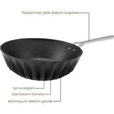 Emsan Diagon Döküm Granit 28 cm Wok Tava Siyah