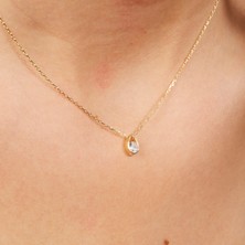 Parıl Kolye 1 Mikron 18 Ayar Altın Kaplama (925 Ayar Gümüş Üzerine), Zirkonyum