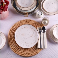 Tulü Porselen Reactive Krem 24 cm 6 Adet Servis Tabağı
