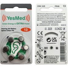 Yesmed Extra Power 13 Numara Işitme Cihazı Pili (5 Paket x 6 Adet = 30 Adet Pil) + Hediye Işitme Cihazı Nem Alıcı Tablet