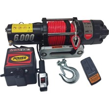 Power Winch 6000 Lb Sentetik Halatlı Off-Road 4x4 Elektrikli Vinç 12V