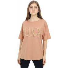 Angelos Girls Kız Çocuk Tasarım Yazı Desenli T-Shirt 9-14 Yaş LX038