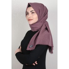 Eşarppark Çizgili Pamuk Şal 1969-28 Gül Kurusu