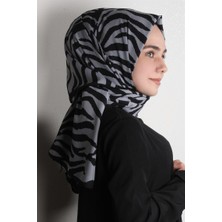 Cardion Medine Desenli Şal Eşarppark 1840-34 Zebra Siyah-Gri