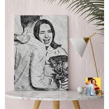 BK Kişiye Özel Karakalem Tasarımlı Kanvas Tablo (30 x 50 Cm.)