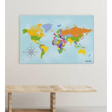 BK Kişiye Özel Dünya Haritası Kanvas Tablo (50 x 70 Cm.) 3