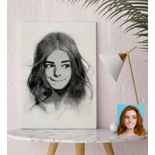 BK Kişiye Özel Kadın Soyut Karakalem Tasarımlı Kanvas Tablo (30 x 50 Cm.) 20