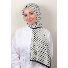 Eşarppark Medine Desenli Şal 2422-10 Beyaz-Siyah
