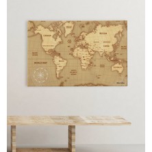 BK Kişiye Özel Dünya Haritası Kanvas Tablo (50 x 70 Cm.) 6