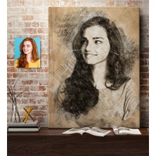 BK Kişiye Özel Kadın Vintage Tasarımlı Kanvas Tablo (50 x 70 Cm.) 2