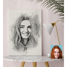 BK Kişiye Özel Kadın Soyut Karakalem Çizimli Kanvas Tablo (30 x 50 Cm.) 23