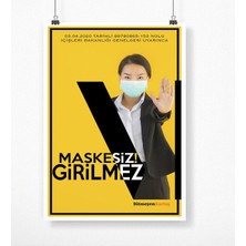 BK Kişiye Özel Logolu Maskesiz Girilmez Afiş Poster (50 x 70 Cm.) 1