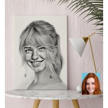 BK Kişiye Özel Kadın Soyut Karakalem Tasarımlı Kanvas Tablo (30 x 50 Cm.) 13