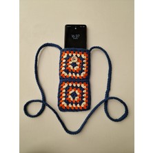 Hobi Kafe El Örgüsü Motifli Telefon Çantası