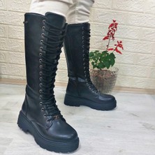Pierre Cardin 52444 Siyah Fermuarlı Bağacaklı 41CM Bayan Çizme