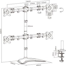 Digitus Dört Kollu Flat Panel Masa Askı Aparatı 68,6 cm (27'') Digitus