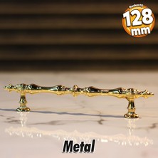 Badem10 Şehzade Kulp Mobilya Mutfak Dolabı Çekmece Dolap Kulpları Kapak Kulpu Kulbu Gold 128 mm Metal