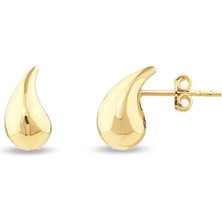 Lilarote Su Damlası Görünümlü Altın Küpe