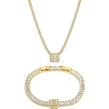 Forentina Çelik Altın Rengi Baget Kolye Bileklik Hediye Set PS3332