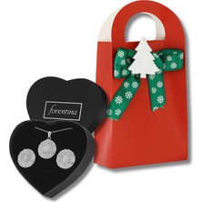 Forentina Yuvarlak Tasarım Kolye Küpe Özel Kırmızı Yılbaşı Kutusunda Hediye Set PS3316