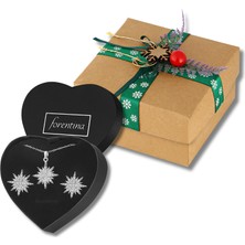 Forentina Gümüş Kaplama Kutup Yıldızı Kolye Küpe Özel Yılbaşı Kutusunda Hediye Set PS3307