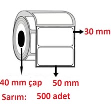 Eko Termal Barkod Etiketı 30X50 10 Rulo  5000 ADETTIR  (1rulo 500 Sarım) (Termaldir)