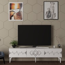 Zerka Concept Tempo Tv Sehpası Tv Ünitesi Beyaz Gümüş
