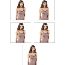 Özkan Underwear 5'li Paket  Saten İp Askılı Kadın Atlet 2040