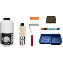 Cadence 2 Litre Beyaz Boya Seti Akrilik Multisurface Özellikli 500 ml Taş Vernik ve Fırça